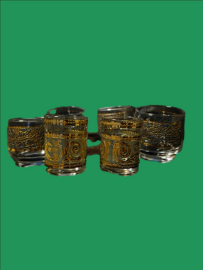 Vintage Culver Gold-Trimmed Glasses Set